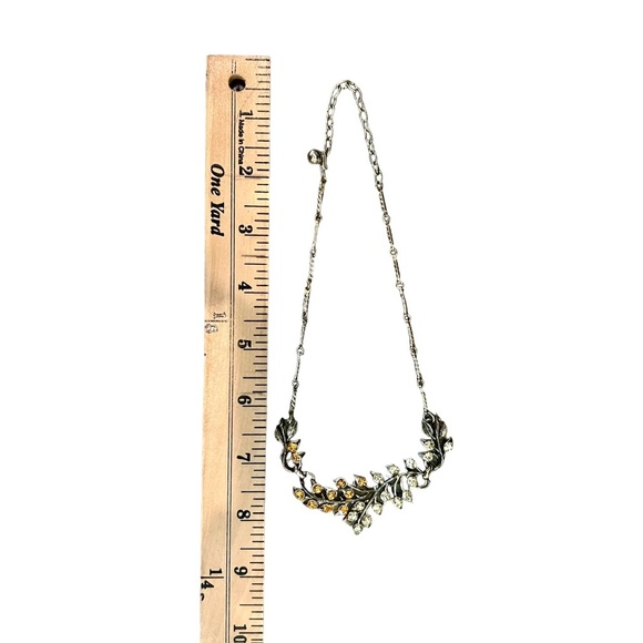 Vintage Coro Signed Gold Yellow Rhinestones adjustable Necklace - Picture 7 of 7